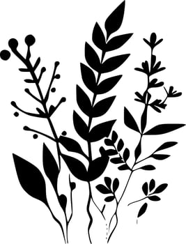 Botanical - Black and White Isolated Icon - Vector illustration