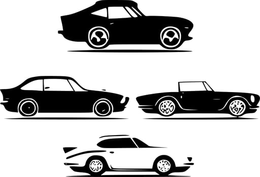 Cars, Black and White Vector illustration