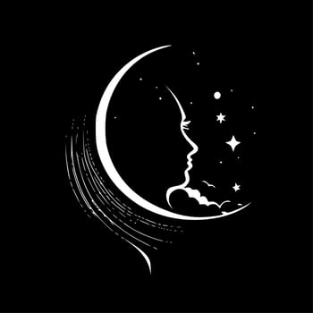 Celestial, Black and White Vector illustration