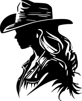 Cowgirl, Black and White Vector illustration