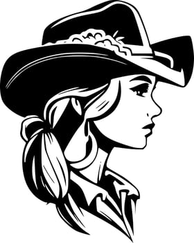 Cowgirl - Black and White Isolated Icon - Vector illustration