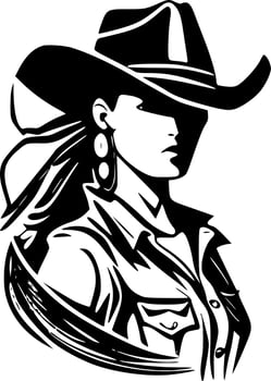 Cowgirl - Black and White Isolated Icon - Vector illustration