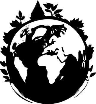 Earth Day - Black and White Isolated Icon - Vector illustration