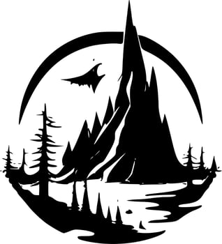 Fantasy, Black and White Vector illustration