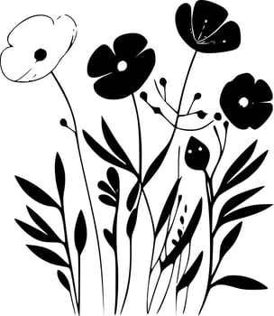 Flowers, Minimalist and Simple Silhouette - Vector illustration