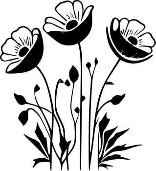 Flowers, Black and White Vector illustration