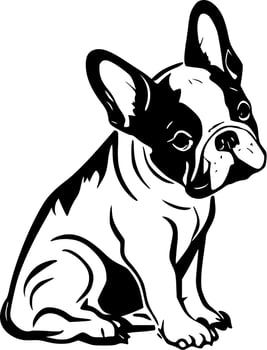 French Bulldog - Black and White Isolated Icon - Vector illustration