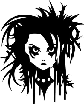 Goth, Black and White Vector illustration