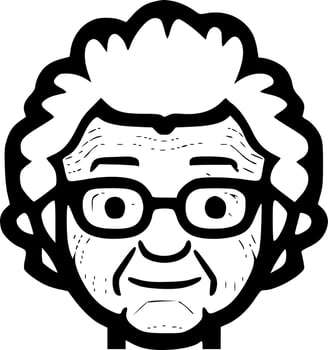 Grandma, Black and White Vector illustration