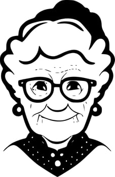 Grandma, Black and White Vector illustration