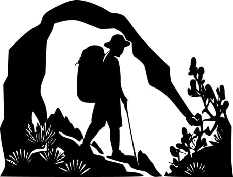 Hiking, Minimalist and Simple Silhouette - Vector illustration