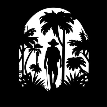 Jungle, Black and White Vector illustration