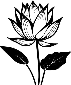 Lotus Flower, Black and White Vector illustration