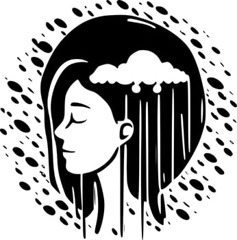 Mental Health - Black and White Isolated Icon - Vector illustration