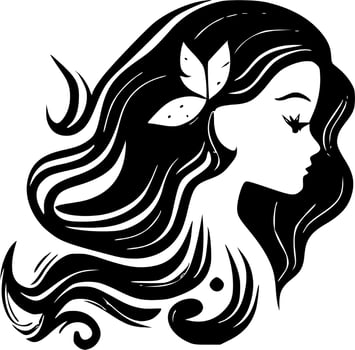 Mermaid - Black and White Isolated Icon - Vector illustration