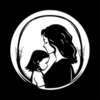 Mother - Black and White Isolated Icon - Vector illustration