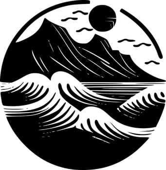 Ocean, Minimalist and Simple Silhouette - Vector illustration