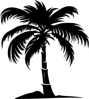 Palm Tree - Black and White Isolated Icon - Vector illustration