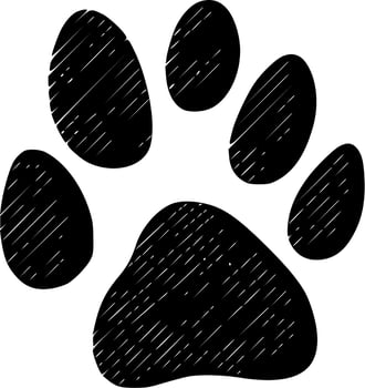 Paw, Black and White Vector illustration