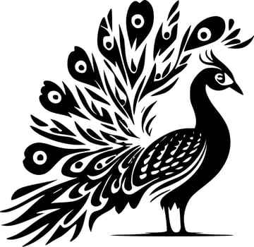 Peacock - Black and White Isolated Icon - Vector illustration
