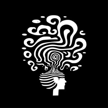 Psychedelic - Black and White Isolated Icon - Vector illustration