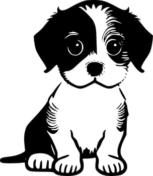 Puppy, Black and White Vector illustration