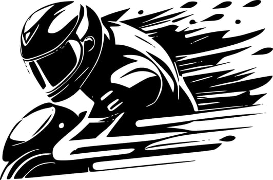 Racing, Black and White Vector illustration