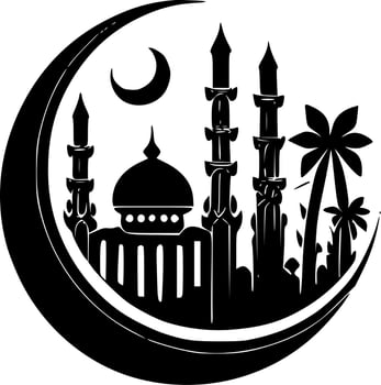 Ramadan - Black and White Isolated Icon - Vector illustration