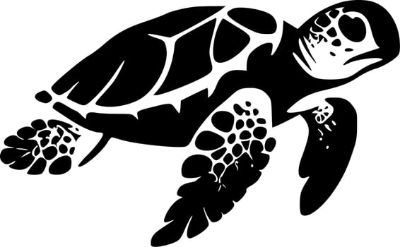 Sea Turtle, Black and White Vector illustration