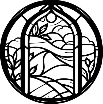 Stained Glass - Black and White Isolated Icon - Vector illustration