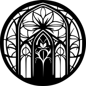 Stained Glass, Black and White Vector illustration