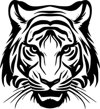Tiger - Black and White Isolated Icon - Vector illustration