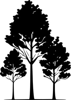 Trees, Black and White Vector illustration