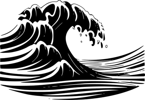 Wave - Black and White Isolated Icon - Vector illustration