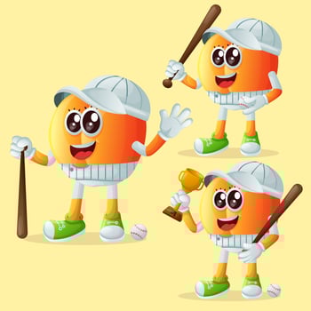 Cute apricot characters playing baseball vector