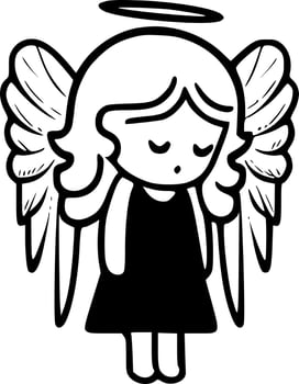 Angel - Black and White Isolated Icon - Vector illustration