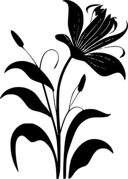 Birth Flower - Black and White Isolated Icon - Vector illustration