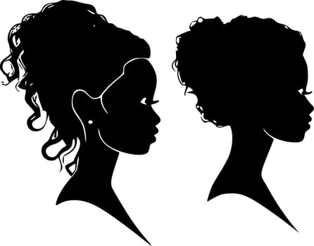 Black Women, Black and White Vector illustration
