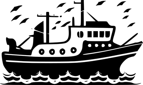 Boat - Black and White Isolated Icon - Vector illustration