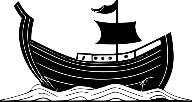 Boat, Minimalist and Simple Silhouette - Vector illustration
