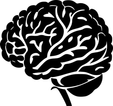 Brain - Black and White Isolated Icon - Vector illustration