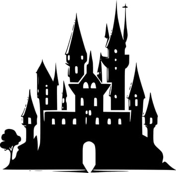 Castle, Black and White Vector illustration