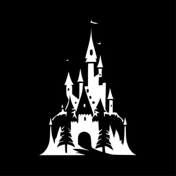 Castle, Black and White Vector illustration