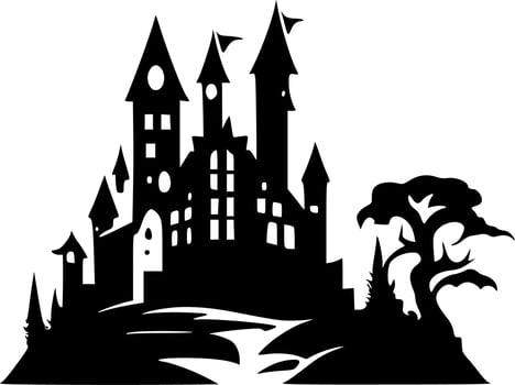 Castle - Black and White Isolated Icon - Vector illustration