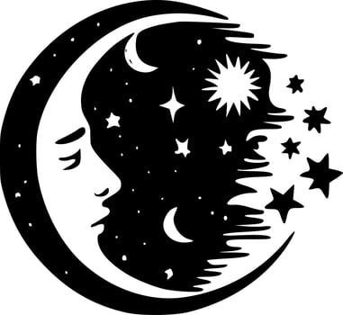 Celestial, Black and White Vector illustration