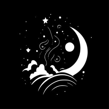 Celestial, Black and White Vector illustration