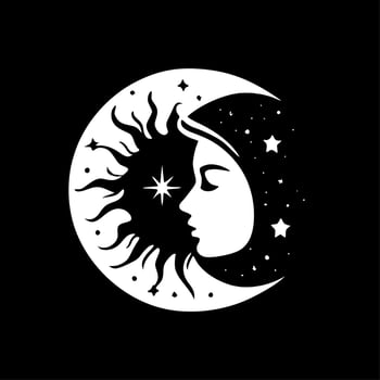 Celestial, Black and White Vector illustration