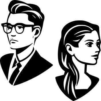 Couple Clip Art, Minimalist and Simple Silhouette - Vector illustration