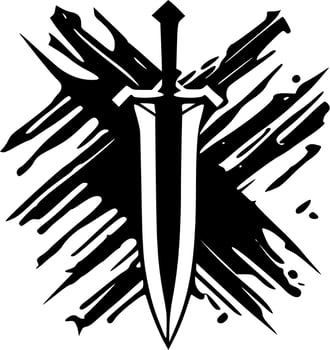 Crossed Swords - Black and White Isolated Icon - Vector illustration