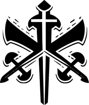 Crossed Swords, Black and White Vector illustration